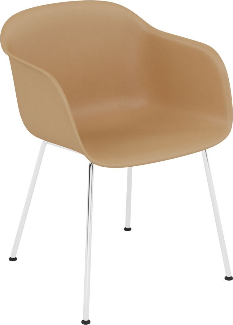 Fotel Fiber Tube ochra na chromowanych nogach