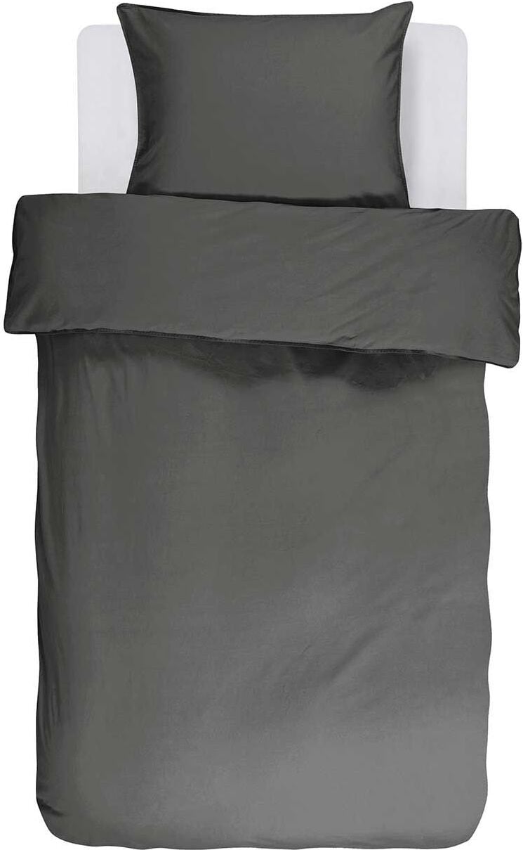 Pościel Guy 155 x 220 cm antracytowa z poszewką na poduszkę 80 x 80 cm zapięcie suwak
