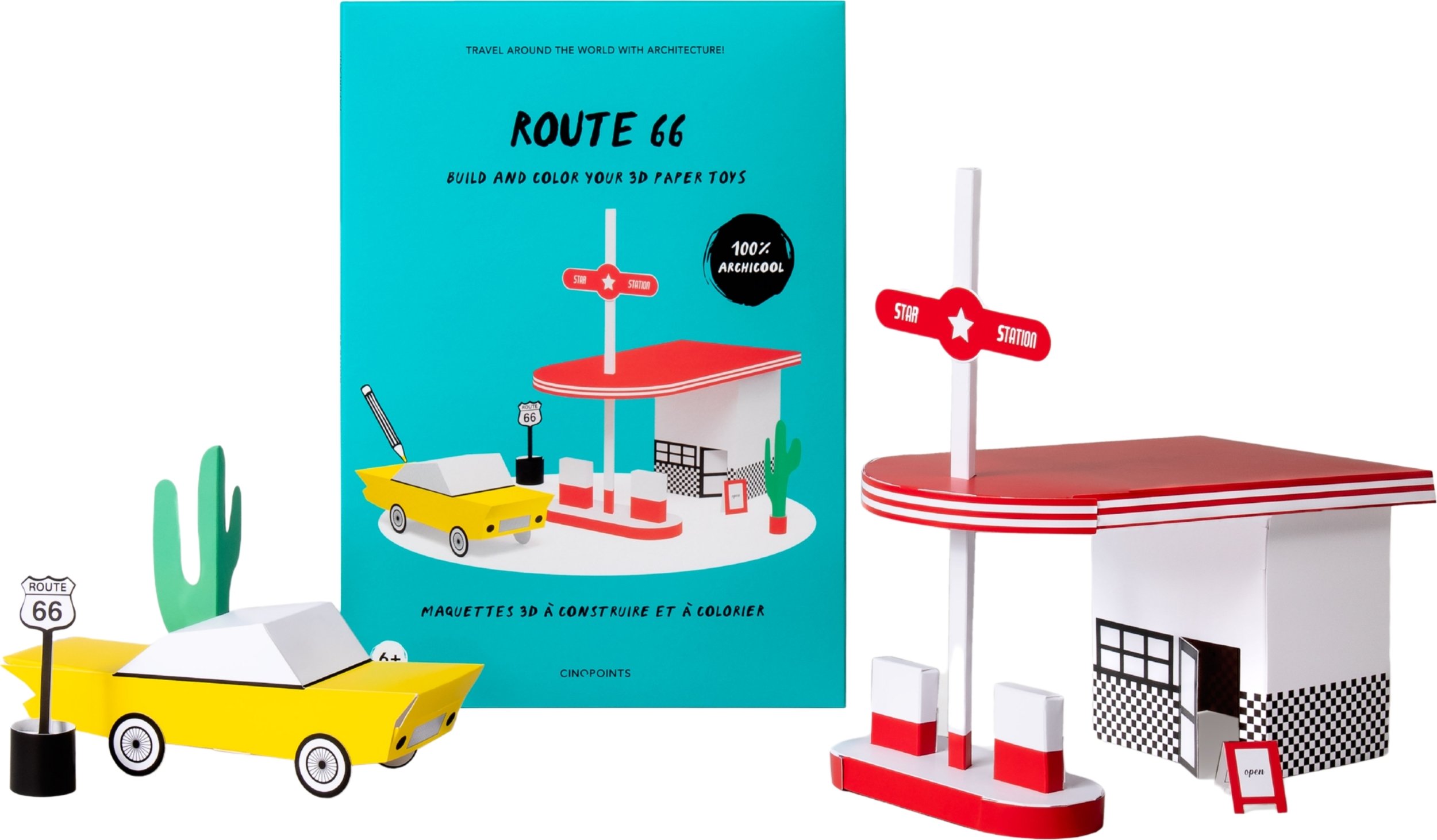 Zestaw do składania z papieru i kolorowania Model Route 66