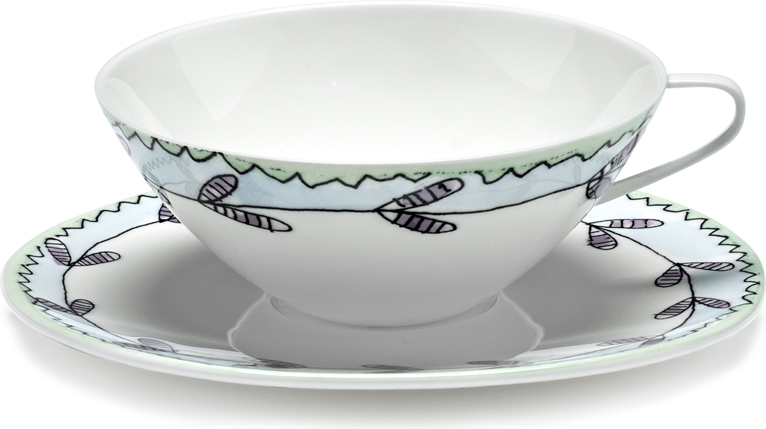 Filiżanka do herbaty ze spodkiem Midnight Flowers Blossom Milk 200 ml 2 el.