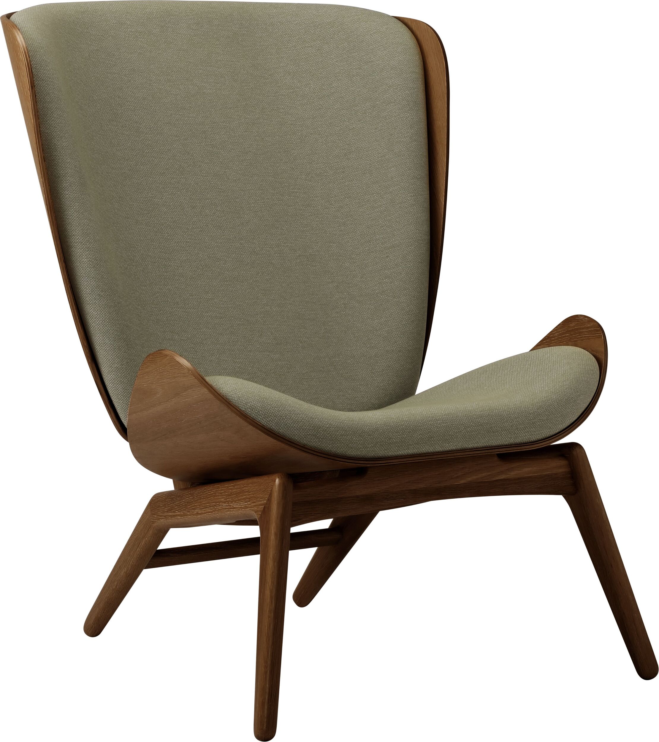 Fotel The Reader jasnozielony na ciemnych dębowych nogach