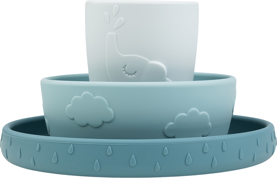 Naczynia dziecięce Deer Friends niebieskie z przyssawką 3 el.