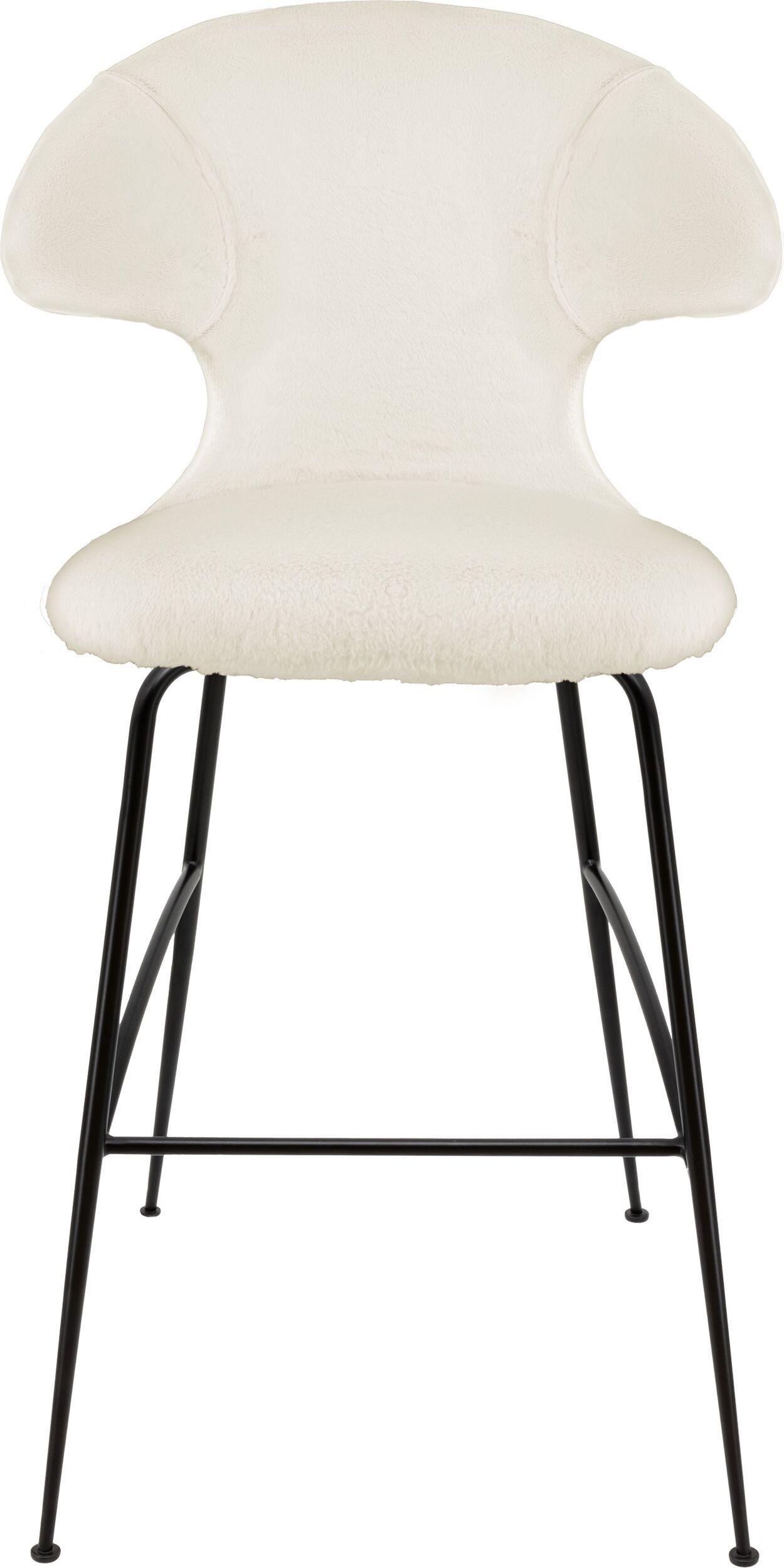 Krzesło barowe Time Flies Teddy białe na czarnych nogach