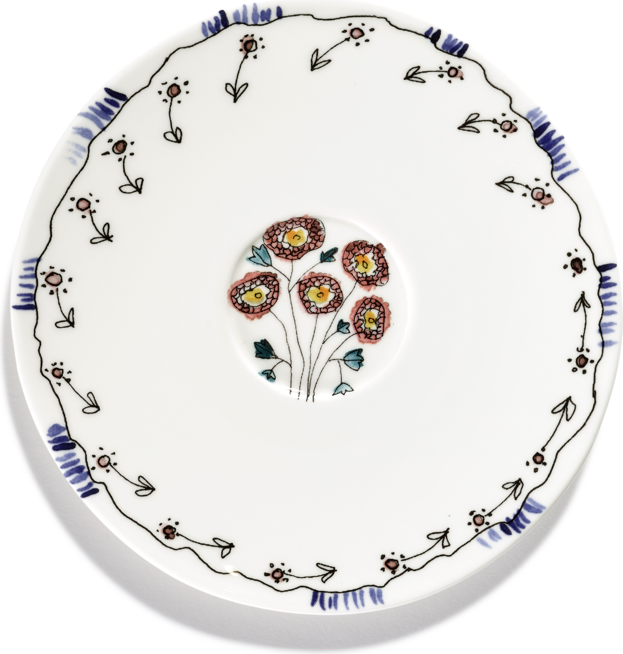 Spodek do filiżanki do herbaty Midnight Flowers Anemone Milk 16 cm