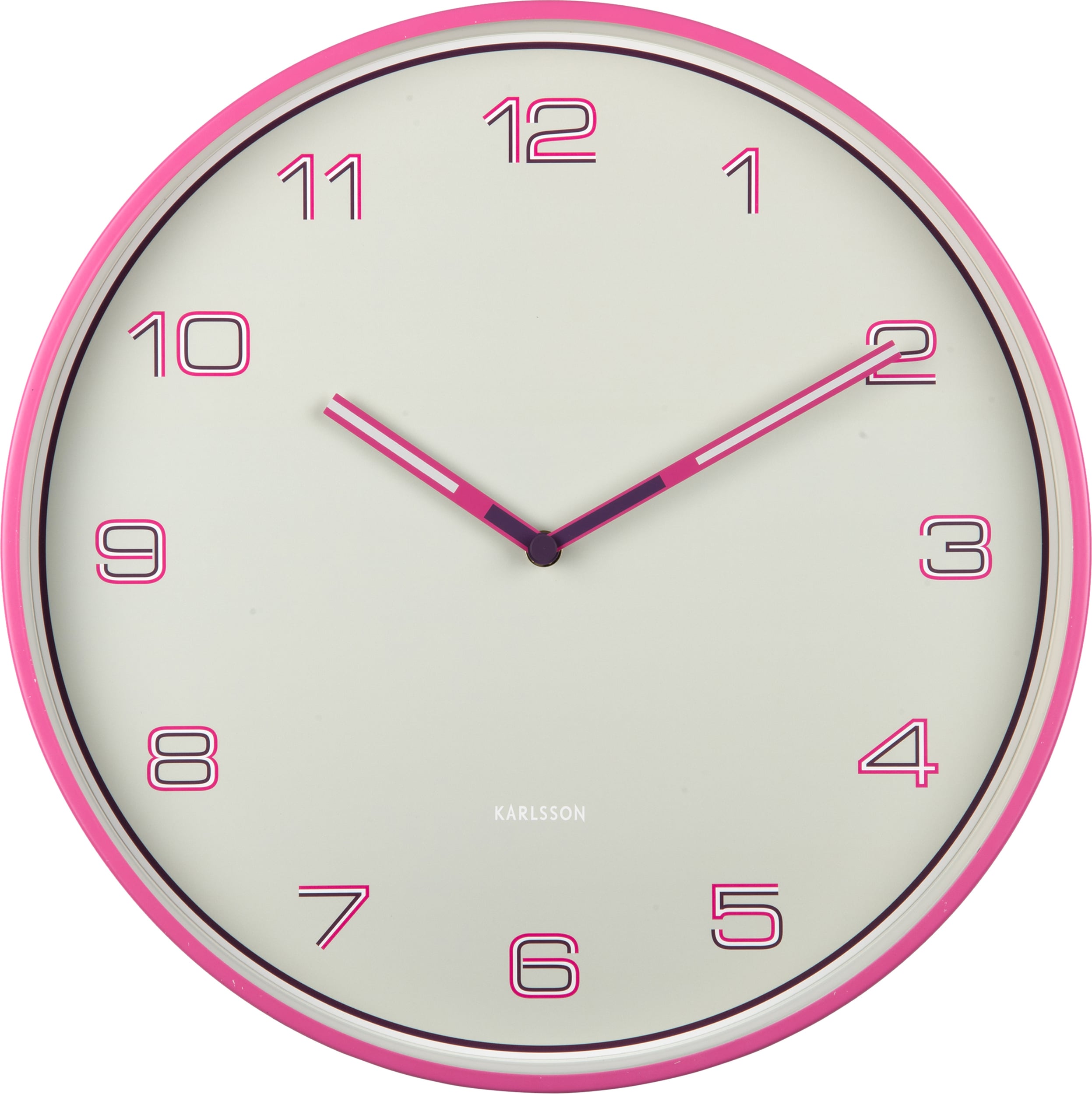 Zegar ścienny Lined Numbers różowy