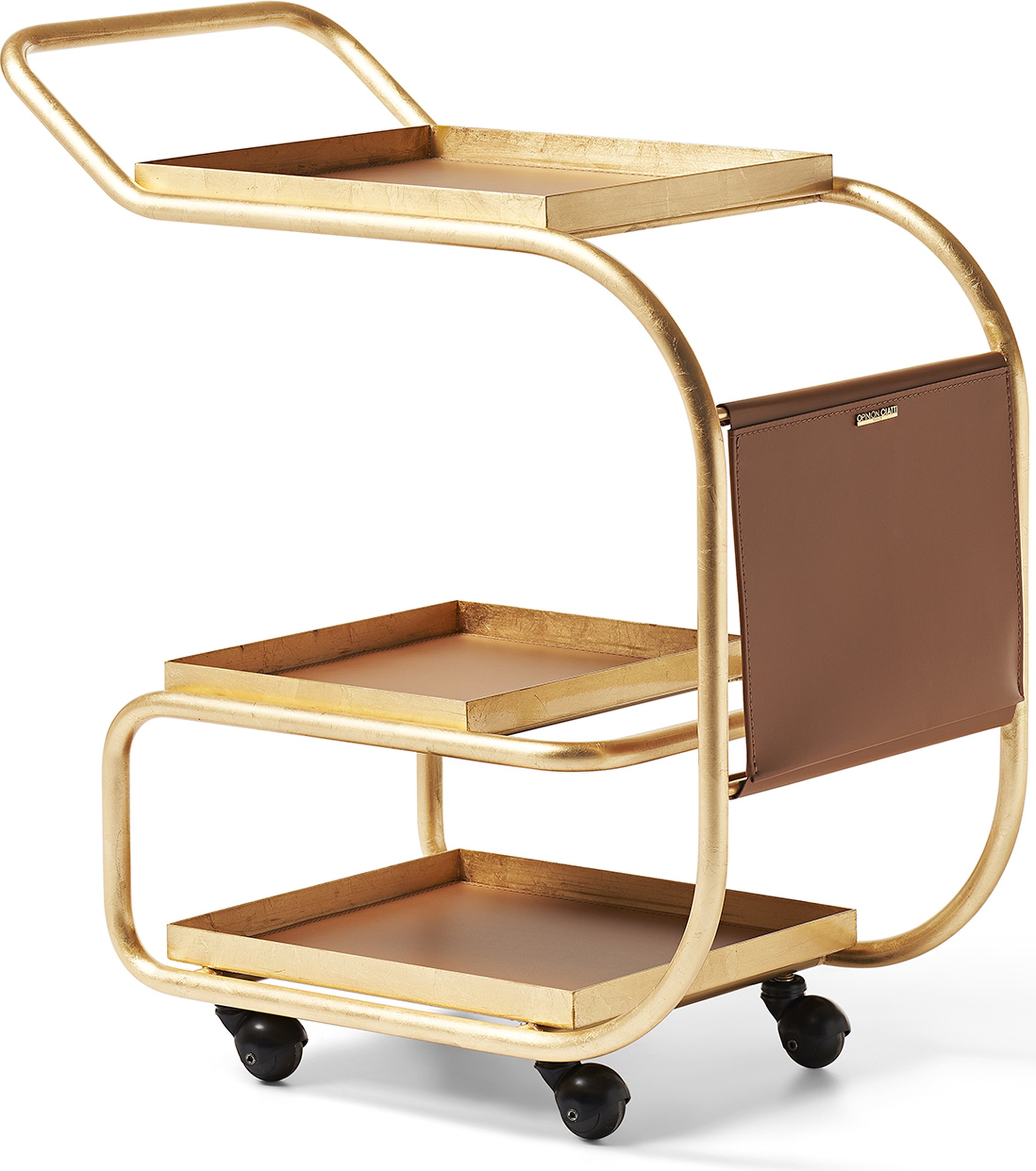 Stolik na kółkach Zenzer brązowo-złoty