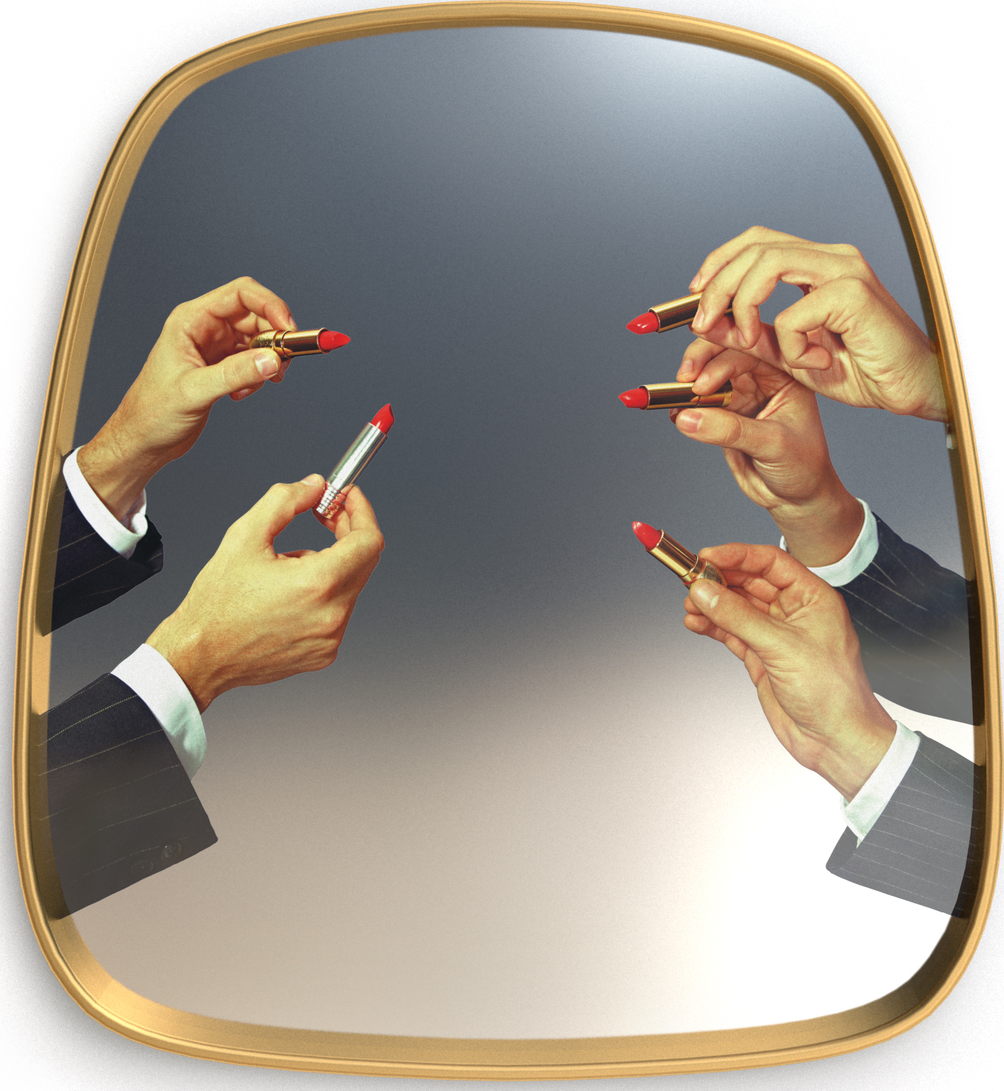 Lustro Seletti Wears Toiletpaper Lipsticks 59 cm z drewnianą ramą