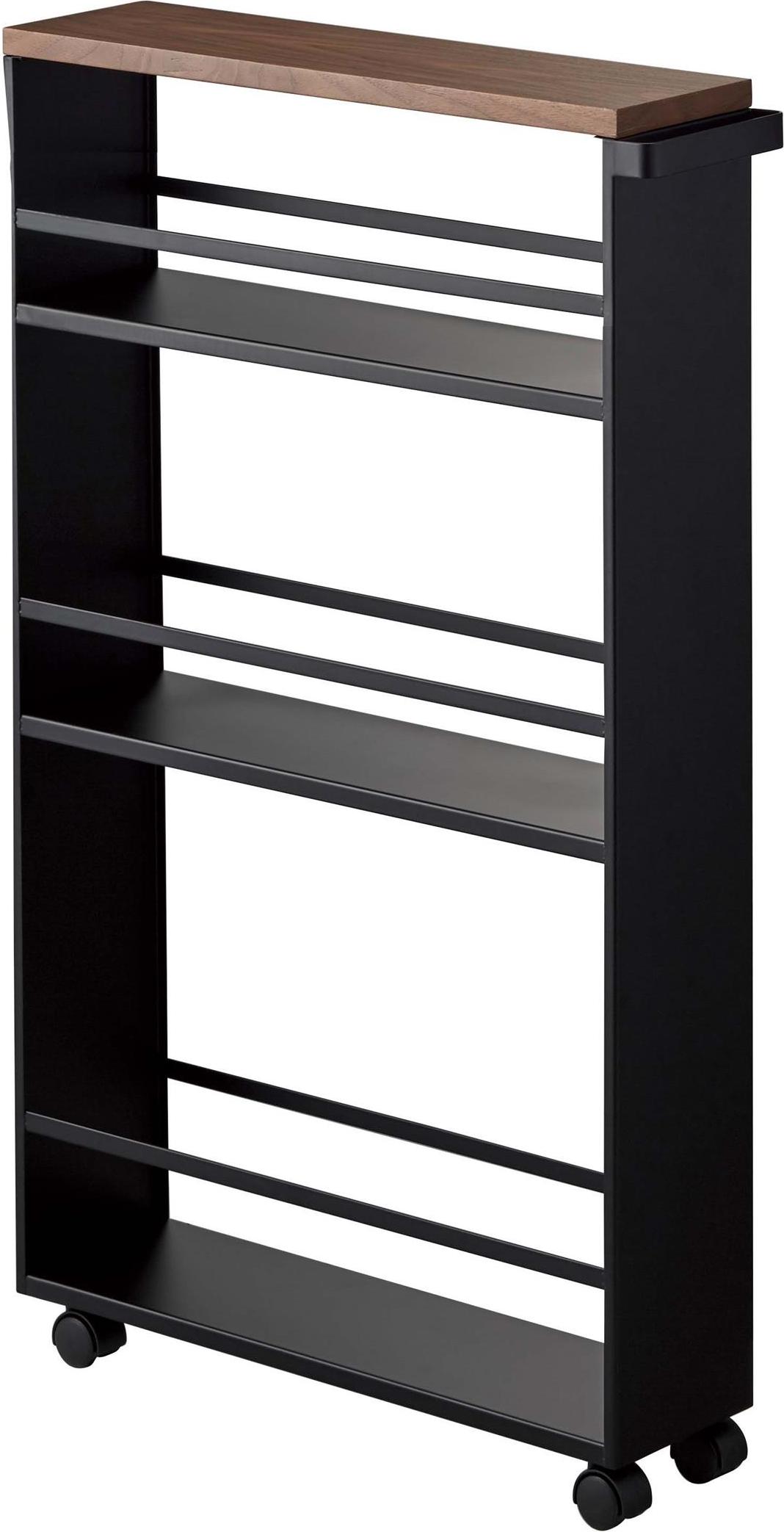 Regał Tower Rolling Slim czarny na kółkach