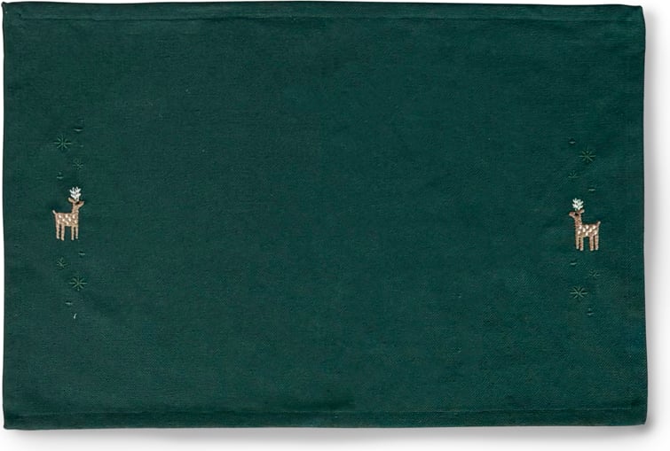 Podkładka pod talerz Christmas Fable renifery 43 x 30 cm ciemnozielona