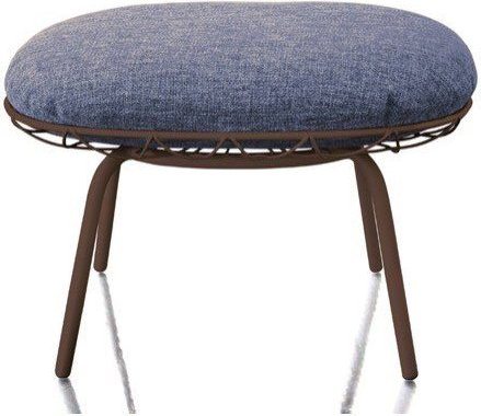 Podnóżek Pina brązowy z brązowo-niebieską poduszką