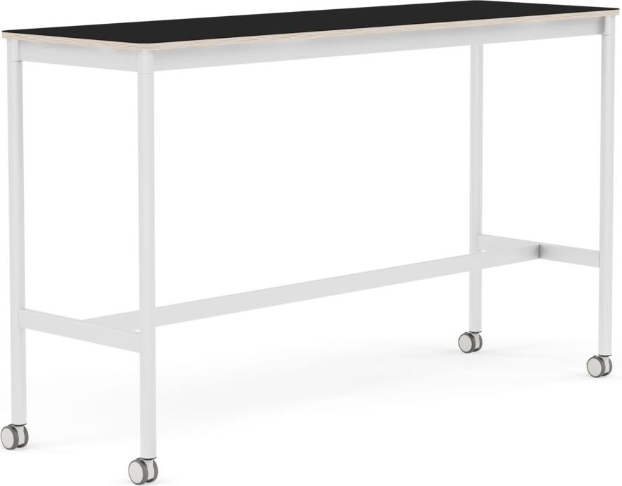 Stół na kółkach Base 50 x 160 x 95 cm czarny laminowany nogi białe