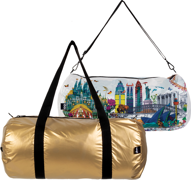 Torba LOQI Weekender dwustronna Kristjana S Williams Interiors Gold & World Skyline