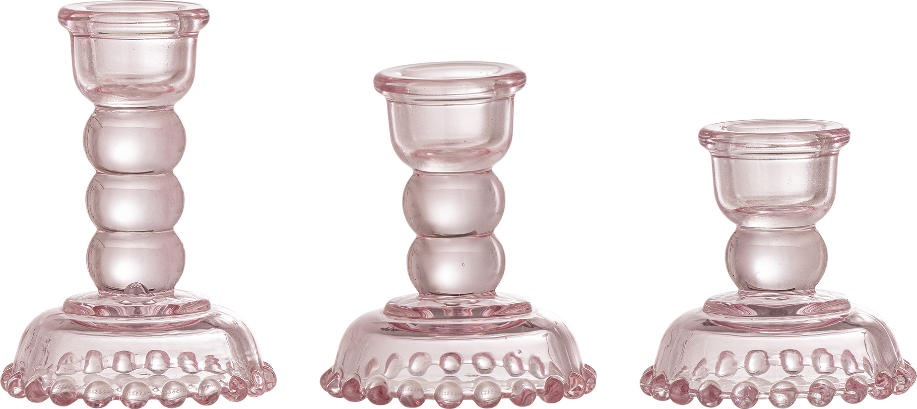 Świeczniki na klasyczne świece lub tealighty Delphia różowe 3 szt.