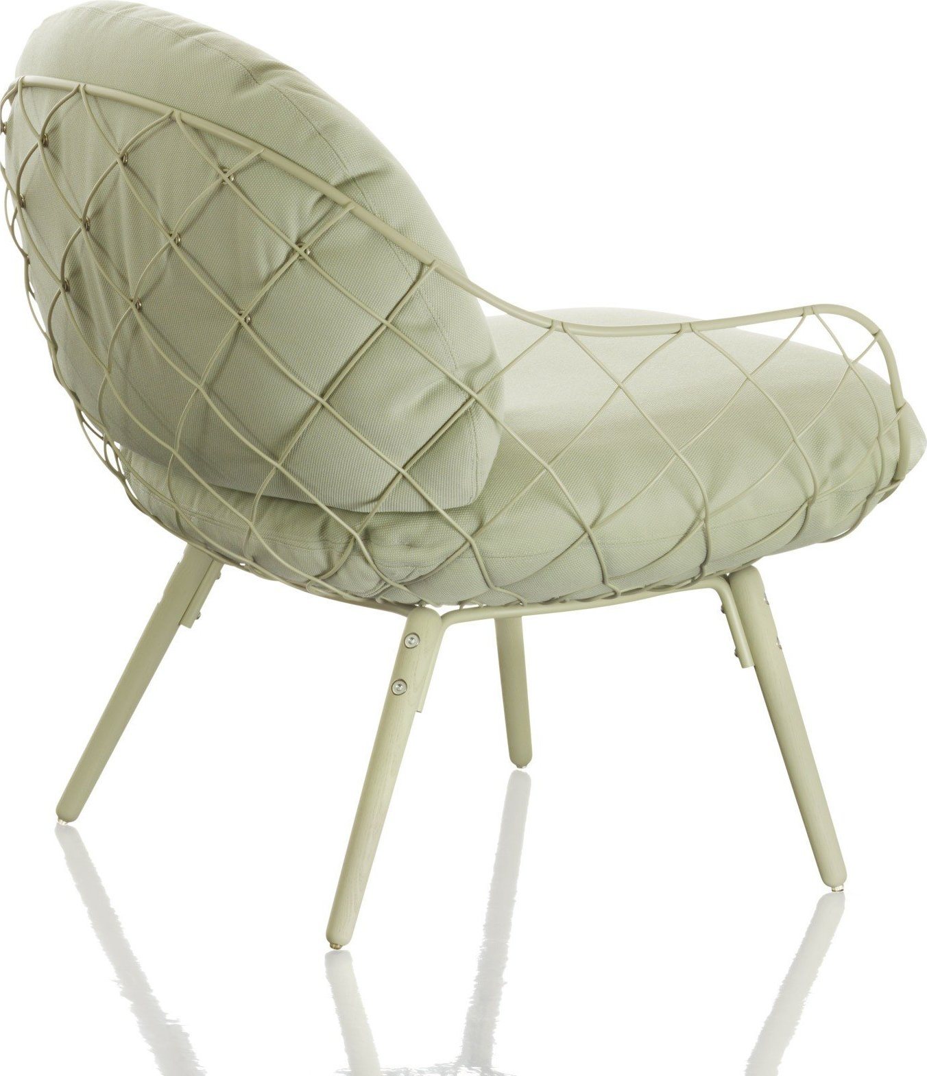 Fotel niski Pina zielone rama i siedzisko, zielone nogi