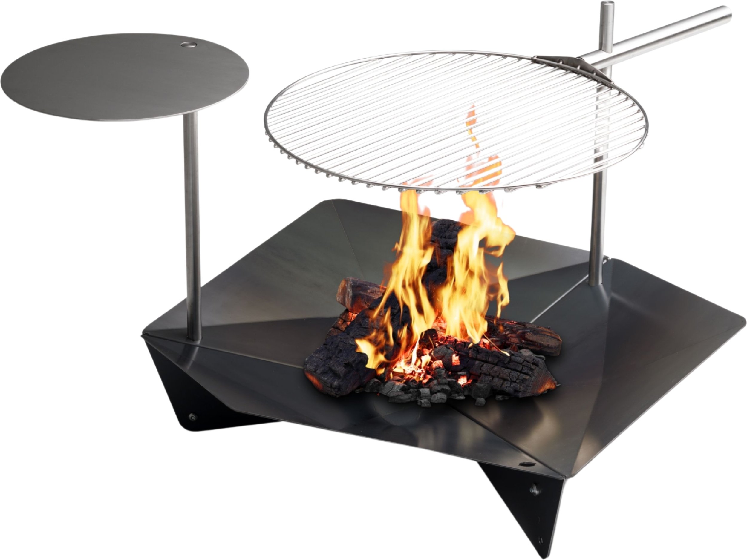 Palenisko Triple 90 cm z rusztem i stolikiem 3 el.