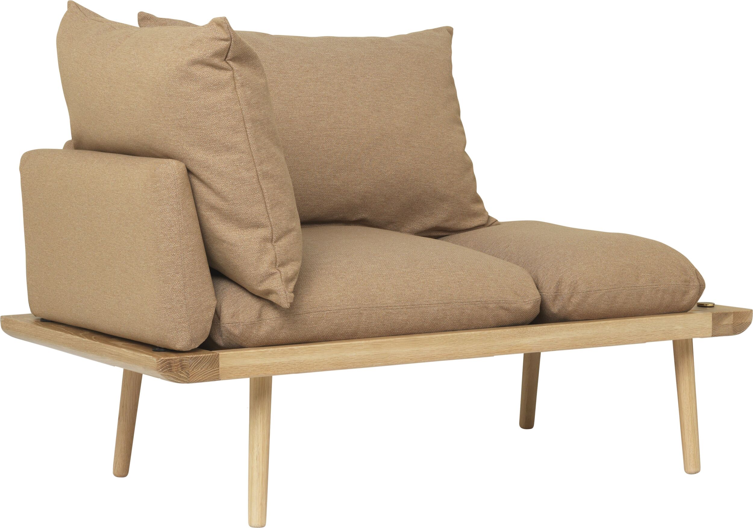 Sofa Lounge Around brązowa na dębowych nogach