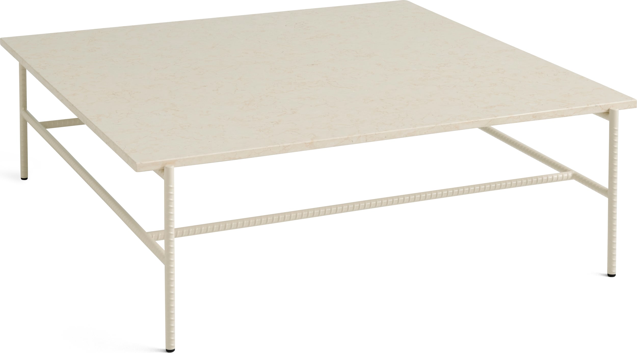 Stolik kawowy Rebar 100 x 104 x 33 cm beżowy marmur