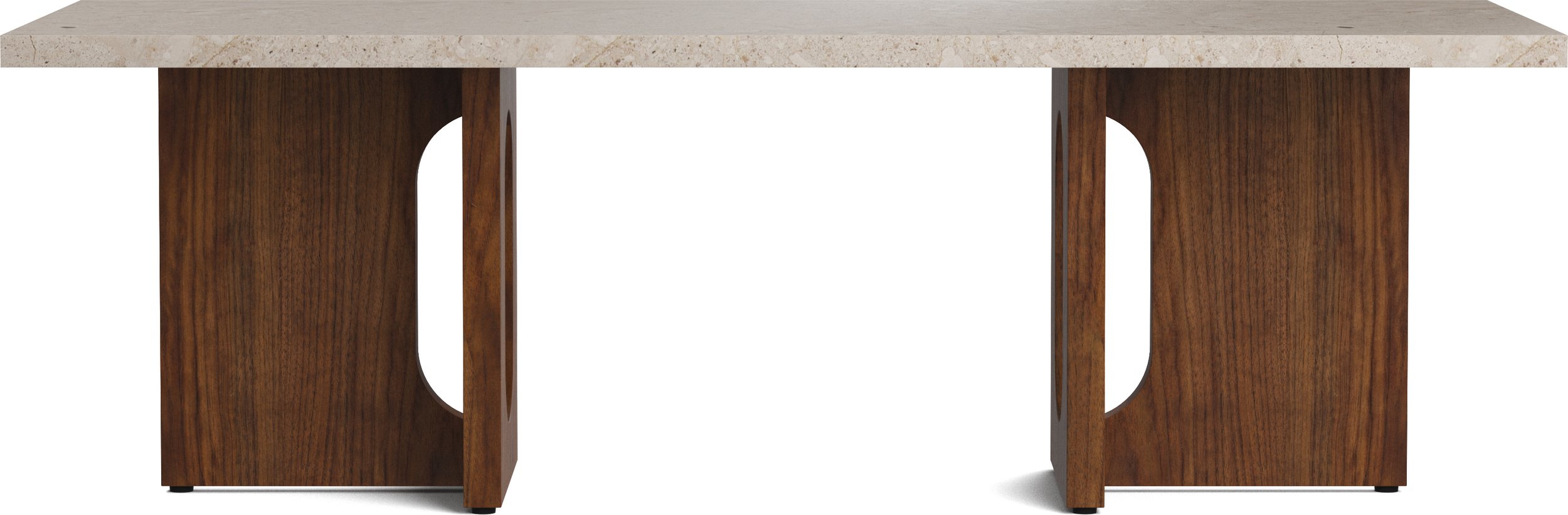 Stolik kawowy Androgyne Kunis Breccia 120 cm orzech z kamiennym blatem