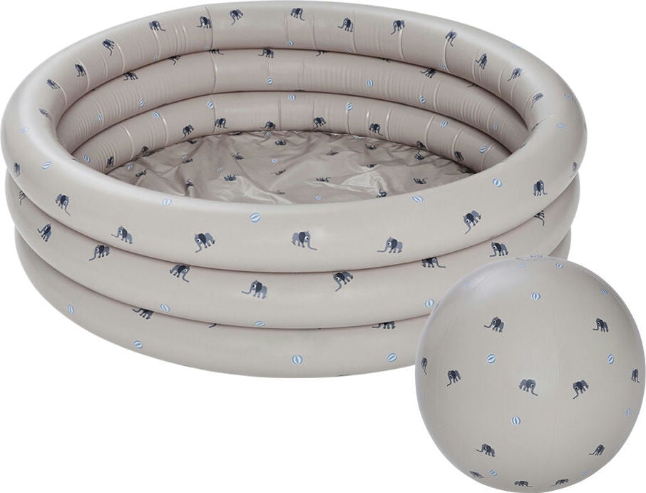 Basen dmuchany dla dzieci z piłką plażową OYOY Elephant 85 cm beżowy 2 el.