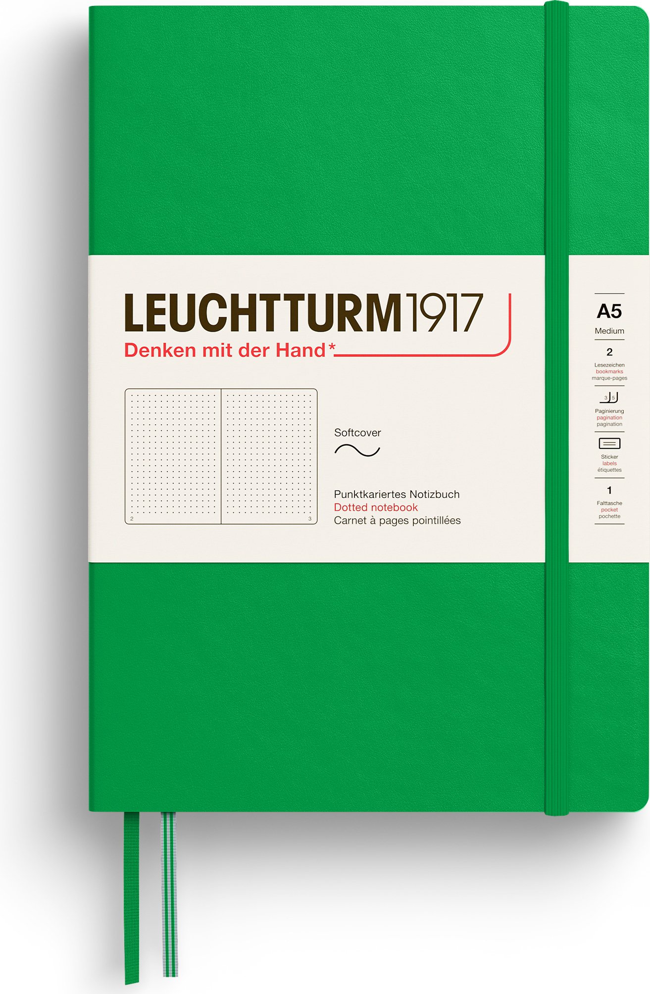 Notes w kropki w miękkiej oprawie Leuchtturm 1917 A5 123 strony jasnozielony 80 g/m²