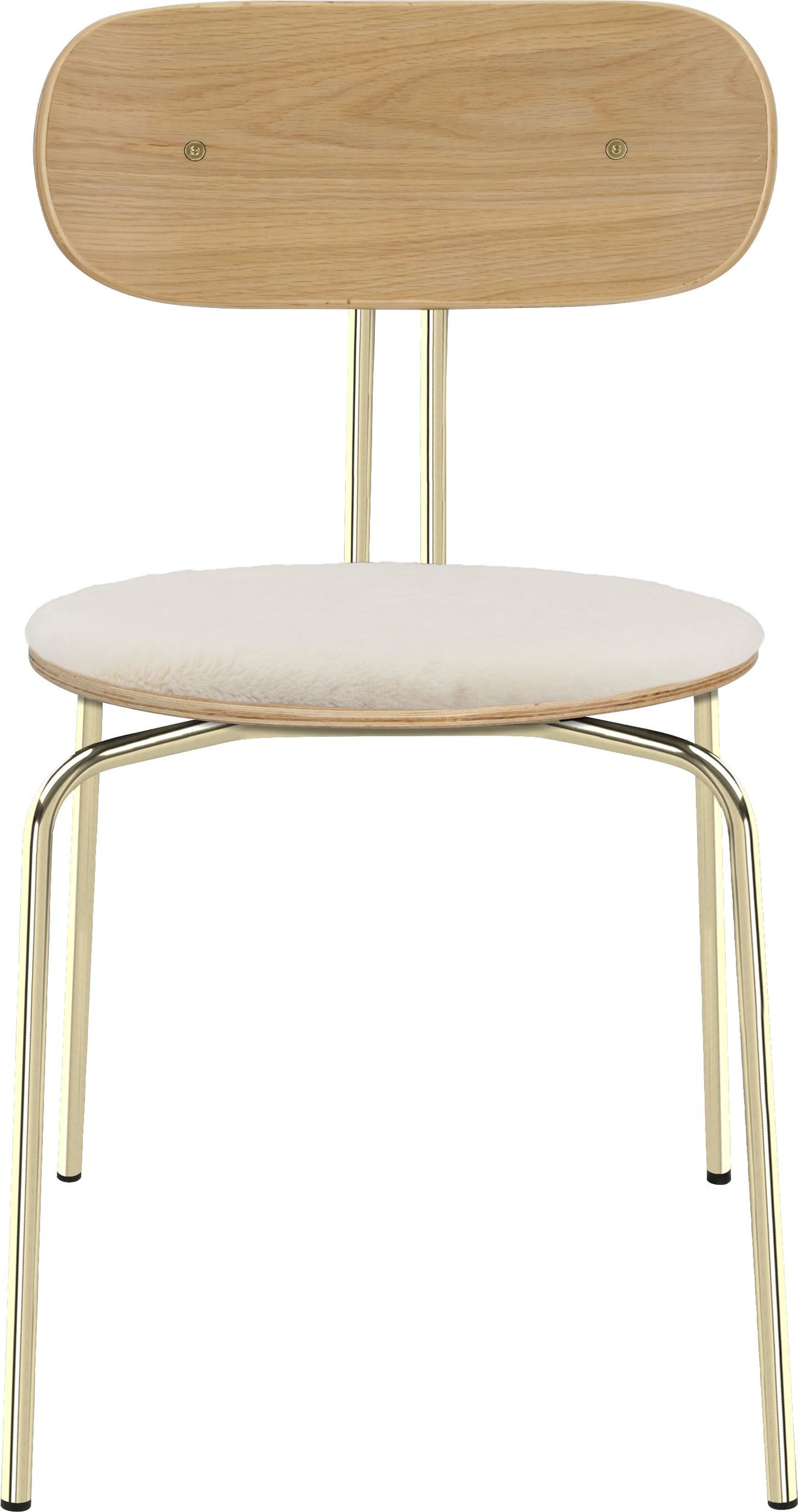 Krzesło Curious Teddy białe z tapicerowanym siedziskiem na mosiężnych nogach