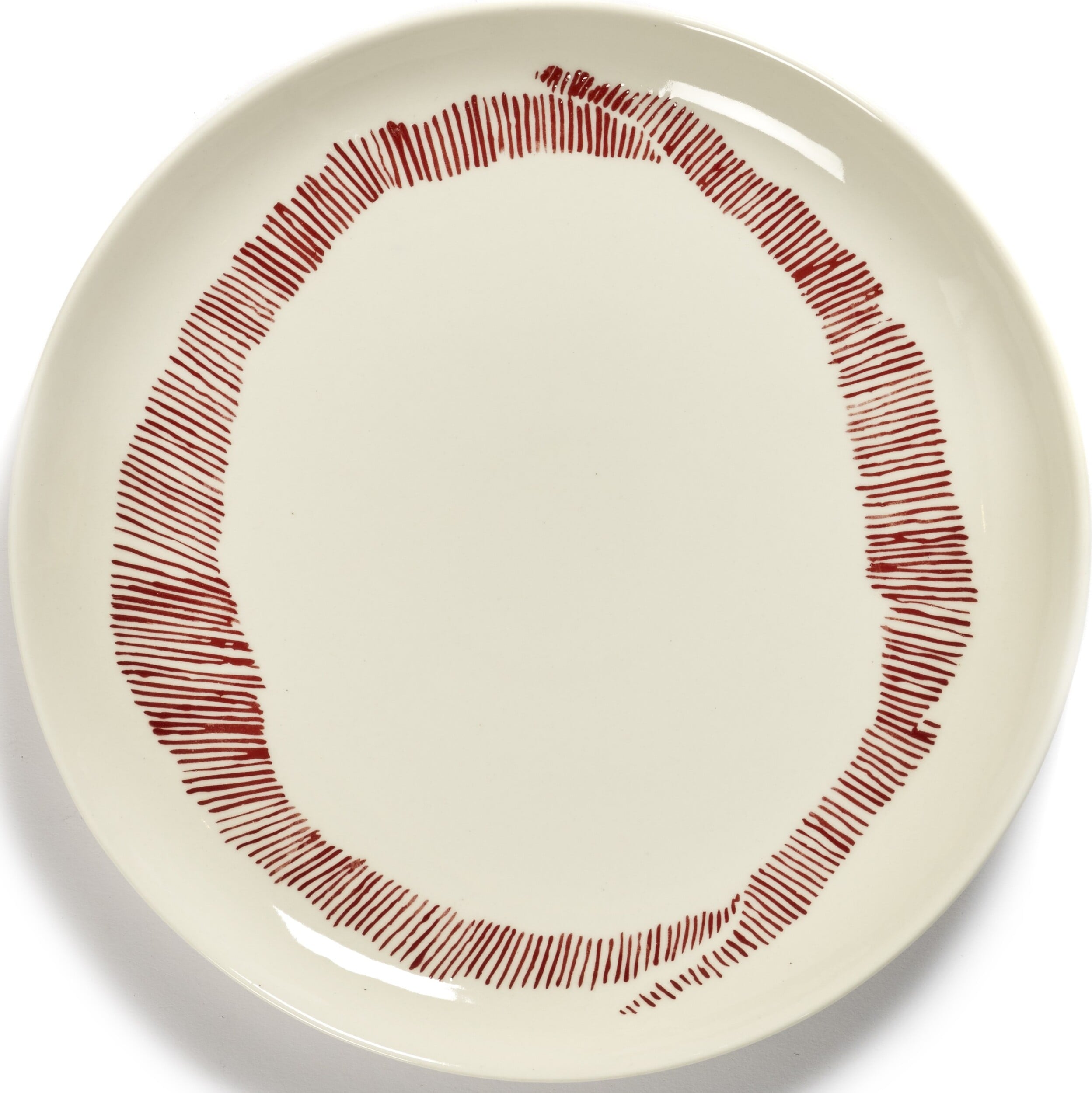 Talerze śniadaniowe Feast 22,5 cm biało-czerwone 2 szt.