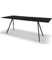 Stół Baguette 205 cm blat MDF czarny rama lakierowana biała