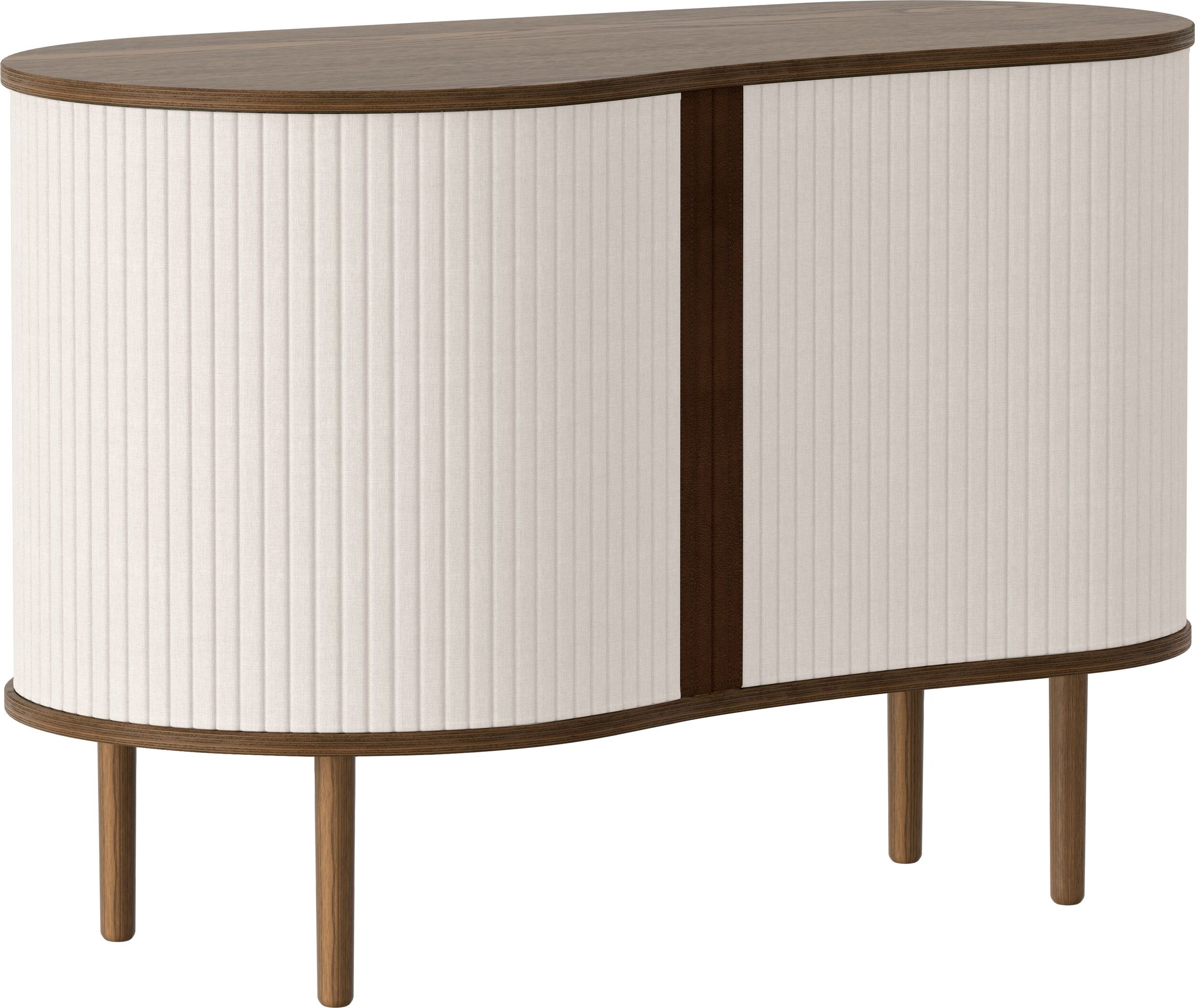 Szafka Audacious 100 cm jasnopiaskowa na ciemnych dębowych nogach