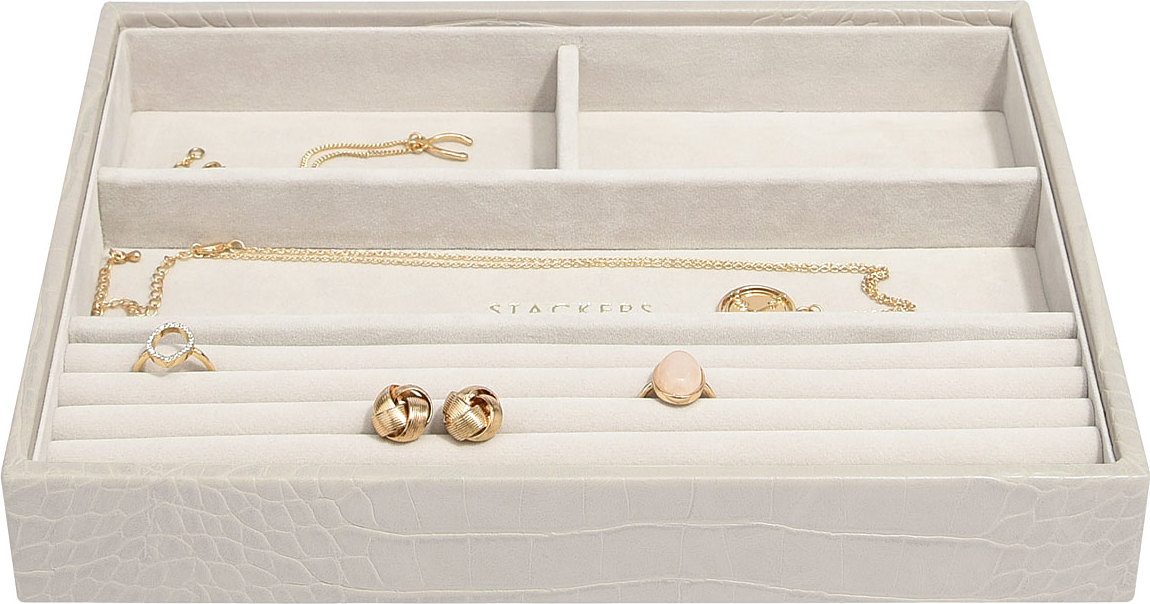 Szkatułka na biżuterię Stackers Croc 4 komorowa classic putty