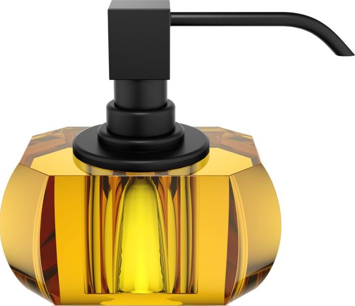 Dozownik do mydła Kristall bursztynowy z pompką czarny mat
