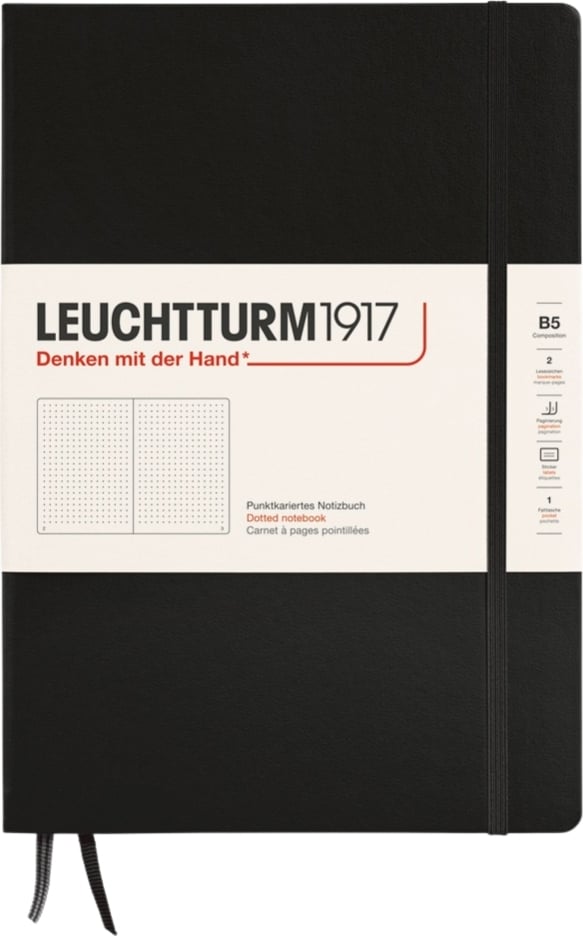 Notes w kropki w twardej oprawie Leuchtturm 1917 B5 219 stron czarny 80 g/m²
