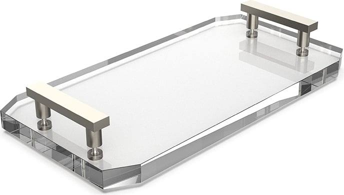 Taca łazienkowa Kristall przezroczysta z niklowanymi uchwytami