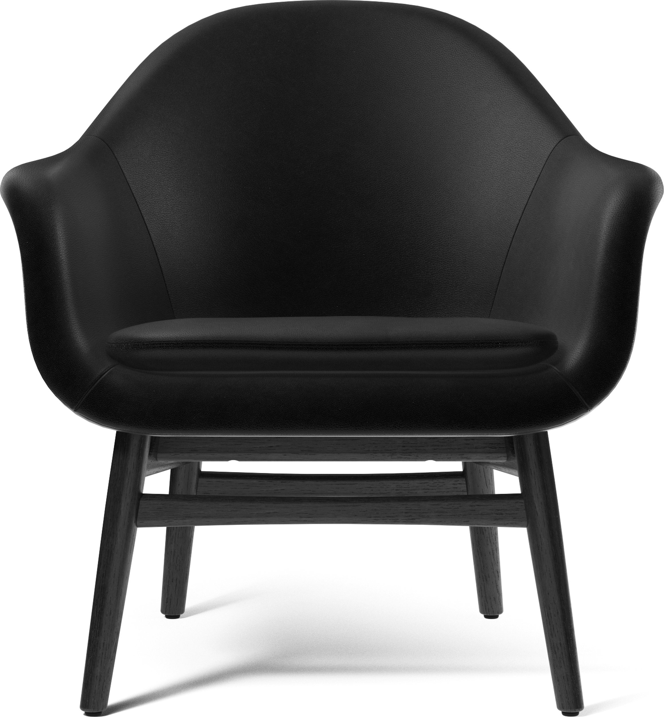 Fotel Harbour czarny skórzany na czarnych dębowych nogach