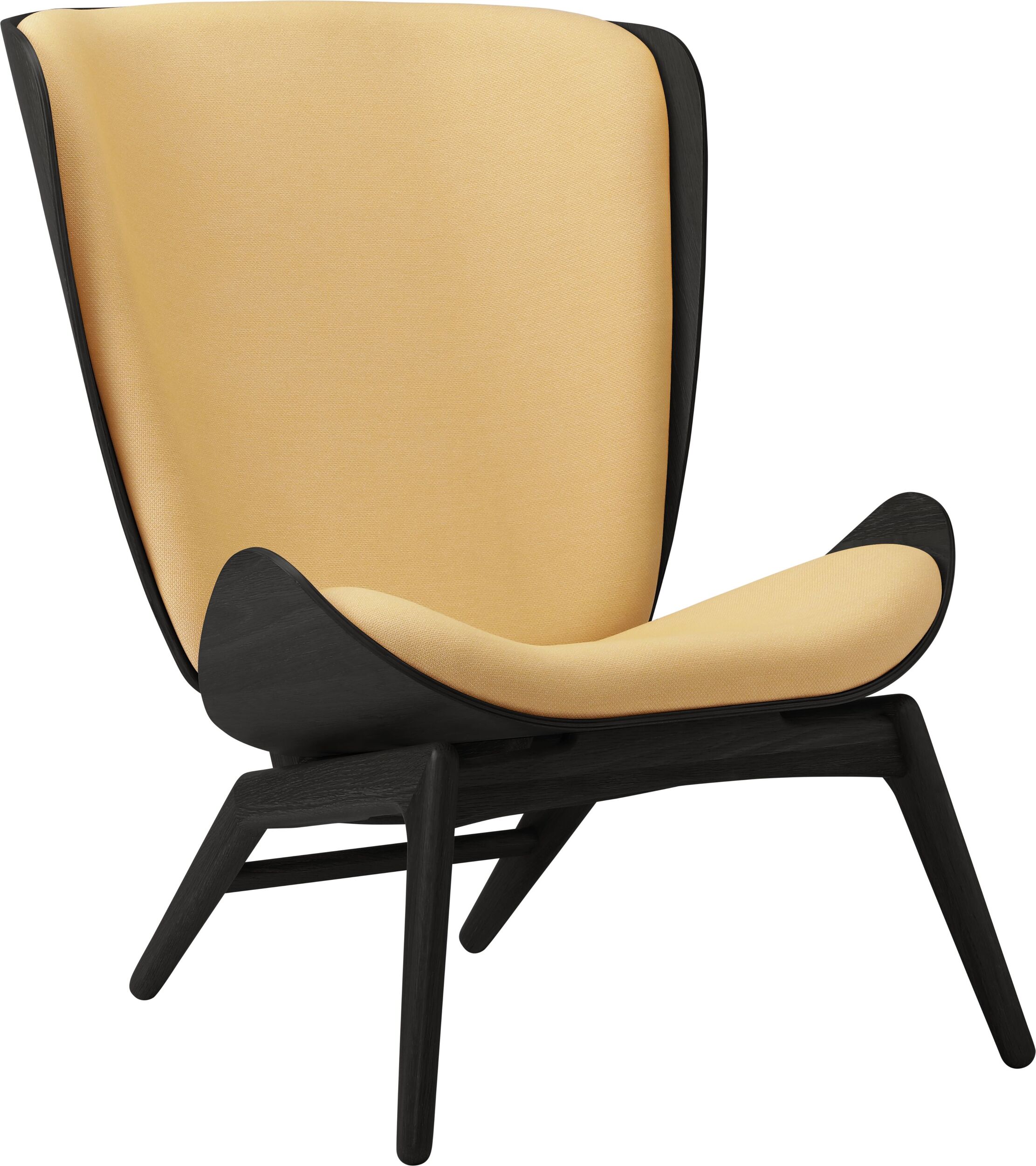 Fotel The Reader jasnobeżowy na czarnych dębowych nogach