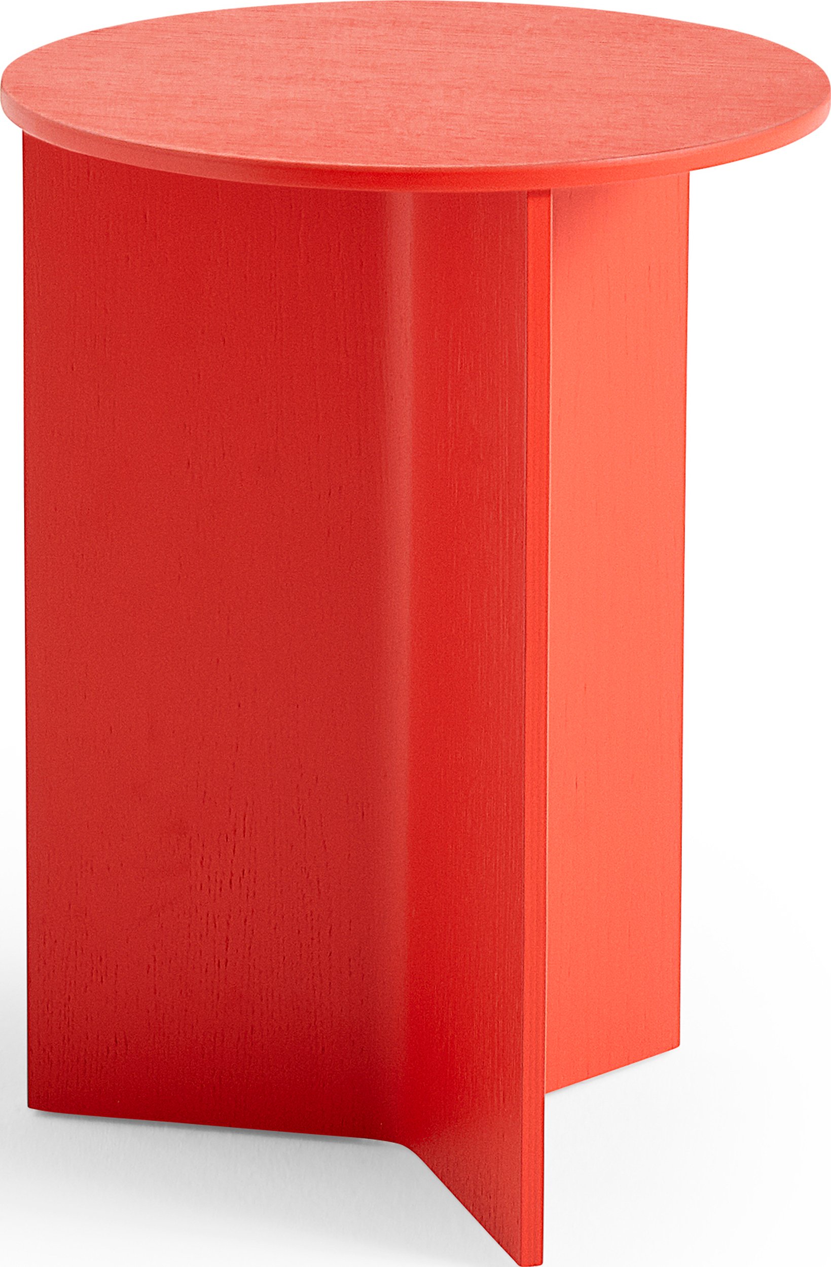 Stolik boczny Slit okrągły 35 cm czerwony drewniany