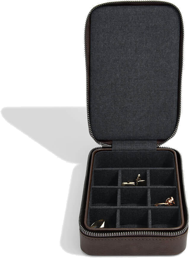 Etui podróżne na spinki do mankietów Stackers brązowe