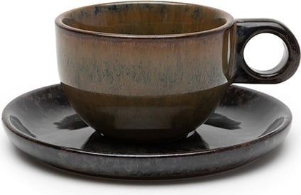 Filiżanka do kawy lungo ze spodkiem Surface 130 ml czarno-szara 2 el.