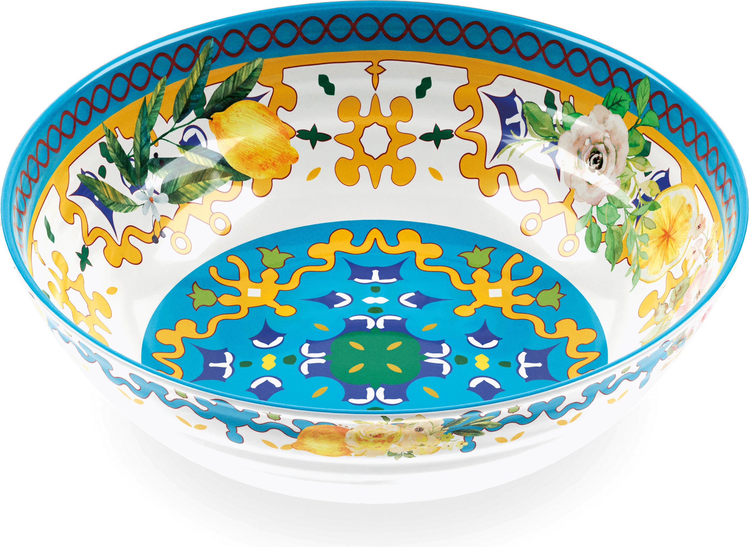 Misa do serwowania Flowers & Lemon 30 cm niebiesko-żółta