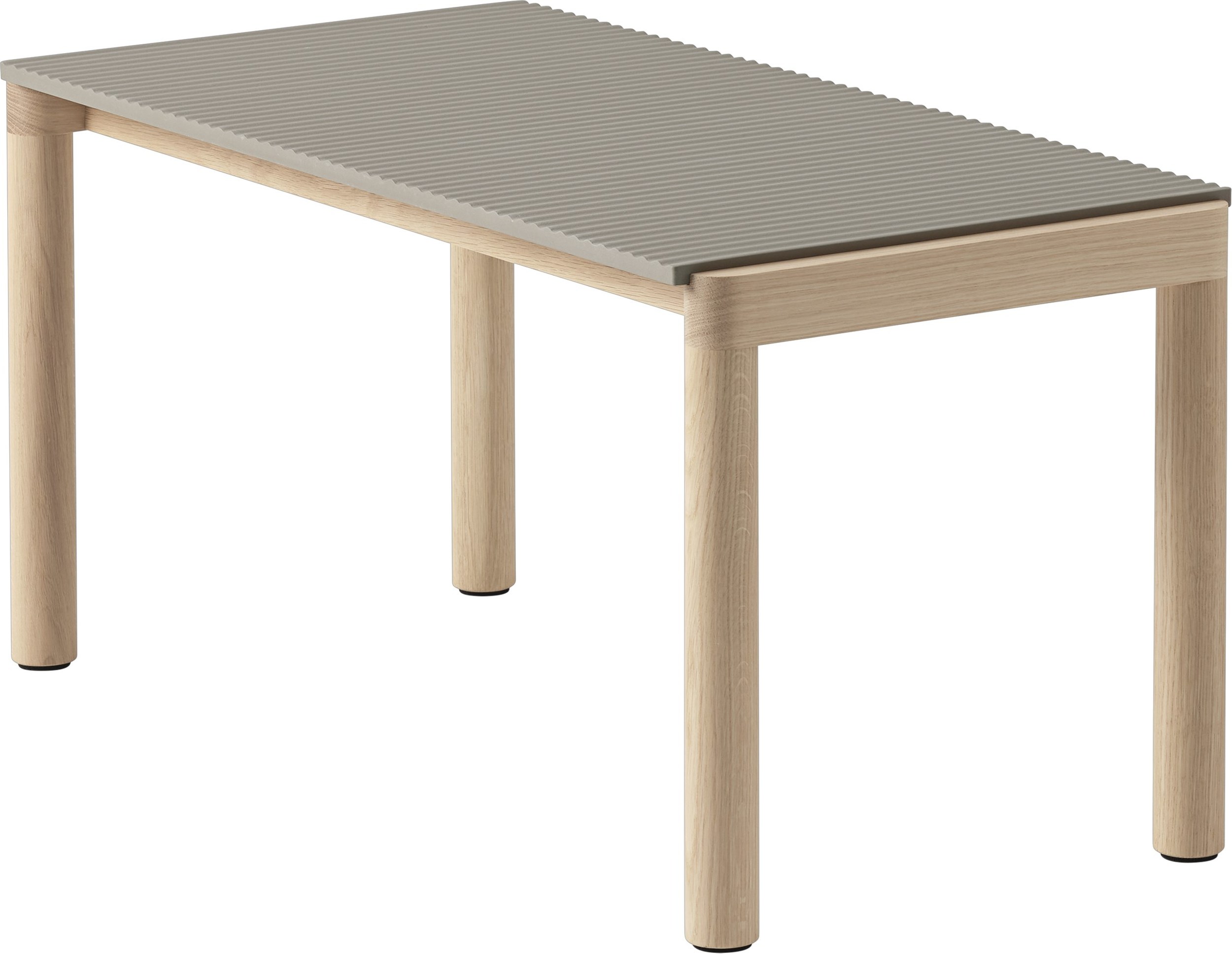Stolik kawowy Couple karbowany 40 x 84 x 40 cm taupe na jasnych dębowych nogach