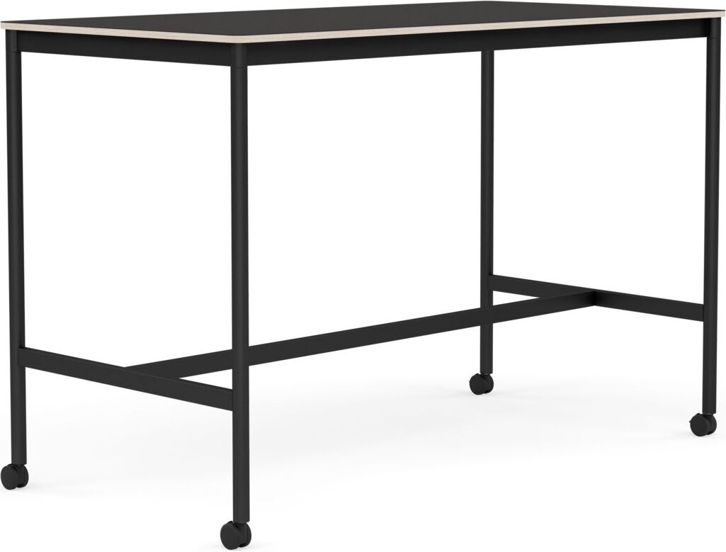 Stół na kółkach Base 80 x 160 x 105 cm czarny linoleum nogi czarne