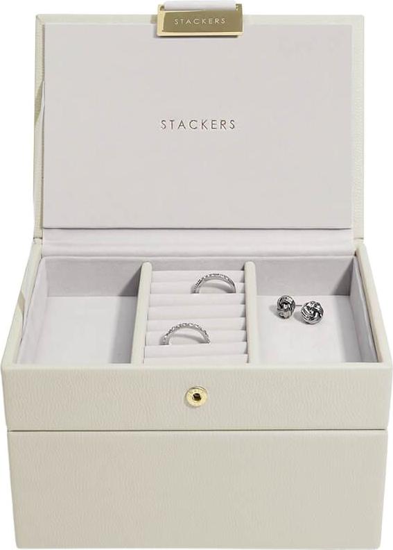Szkatułka na biżuterię Stackers podwójna mini jasnobeżowa