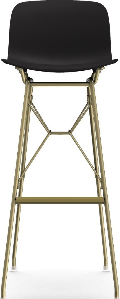 Stołek barowy Troy Wireframe czarny ze złotą ramą