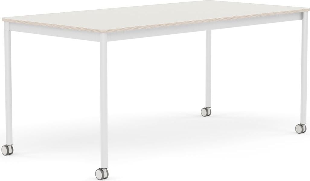 Stół na kółkach Base 80 x 160 cm biały nanolaminat nogi białe