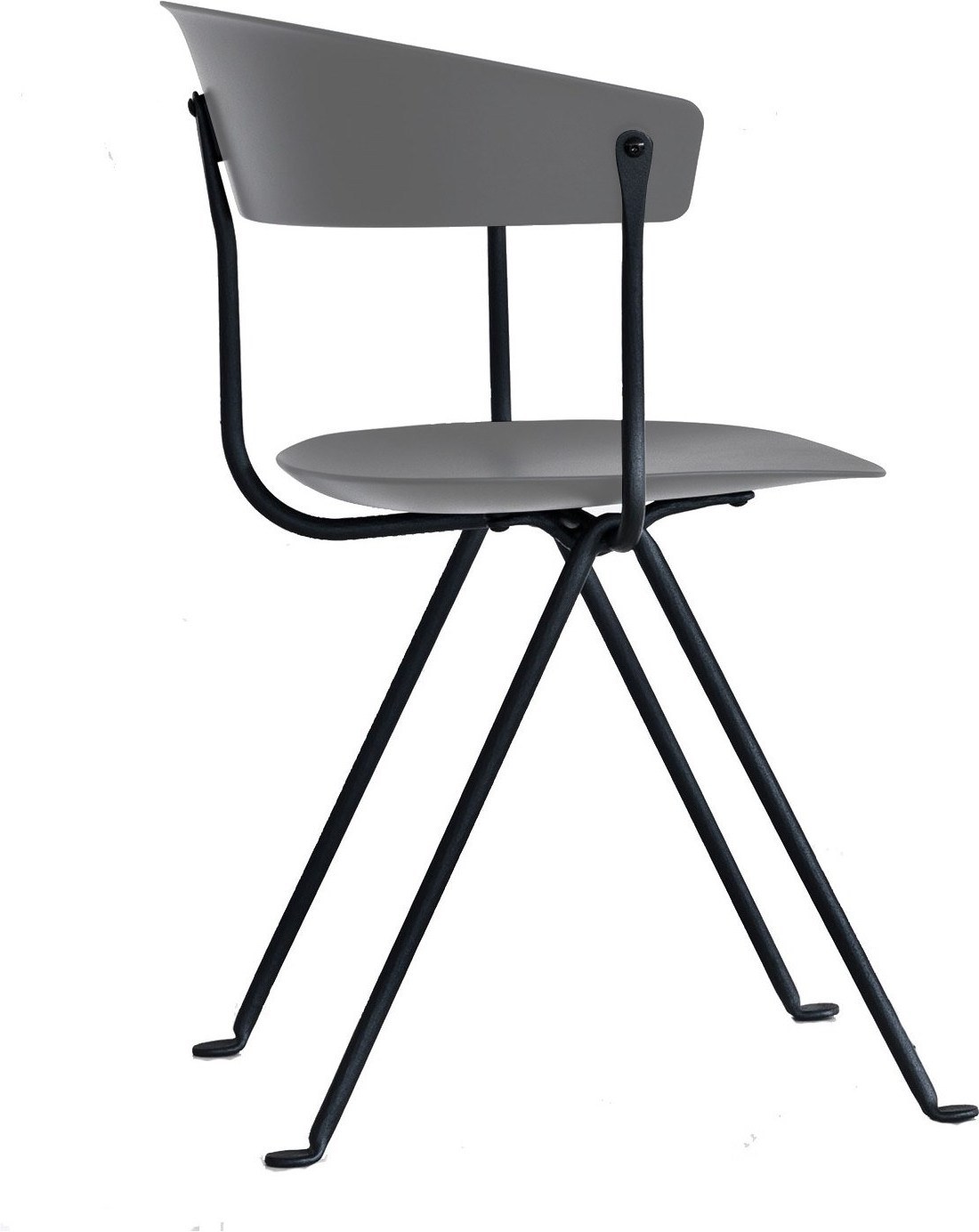 Krzesło Officina czarne nogi szare metaliczne siedzisko i oparcie