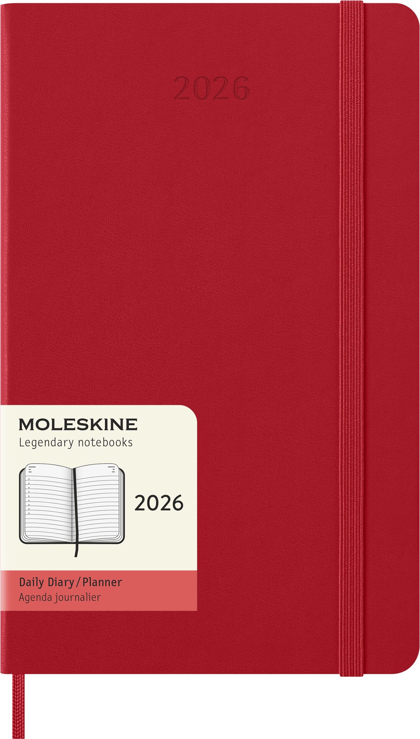 Kalendarz dzienny w twardej oprawie Moleskine 2026 12M L czerwony