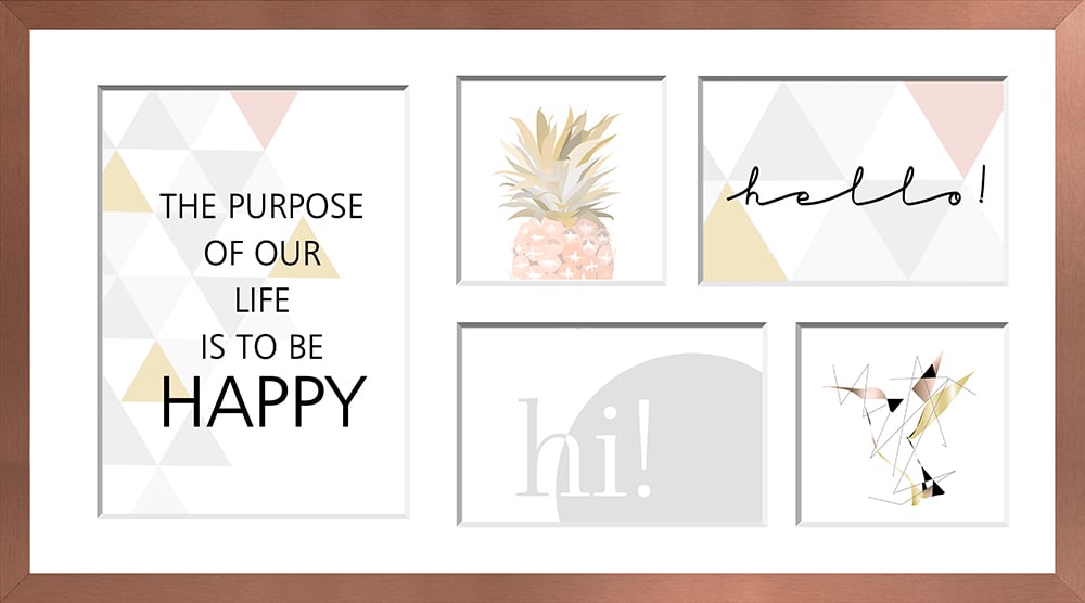 Ramka na 5 zdjęć Sanremo 27 x 51 cm miedziana