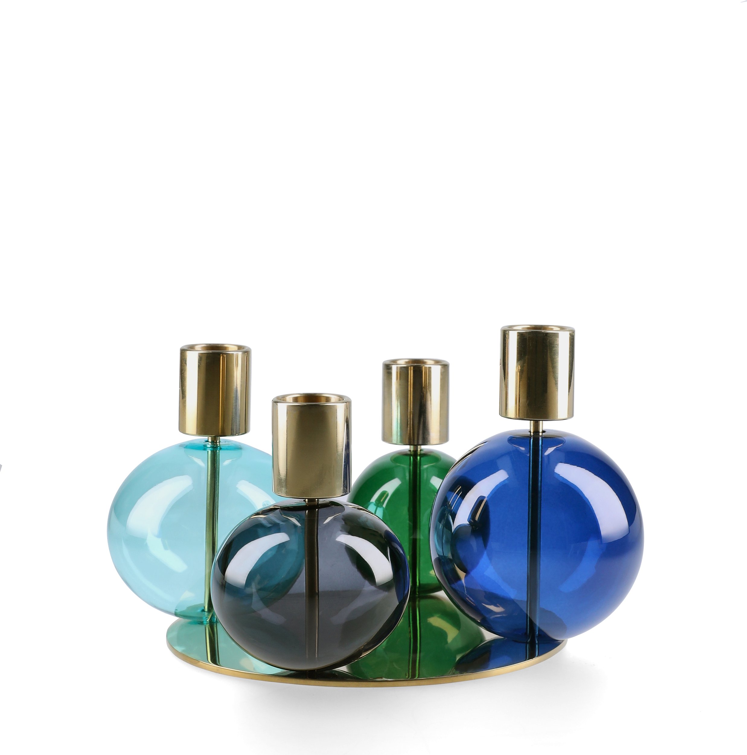 Świecznik na klasyczną świecę Bubble poczwórny z podstawą