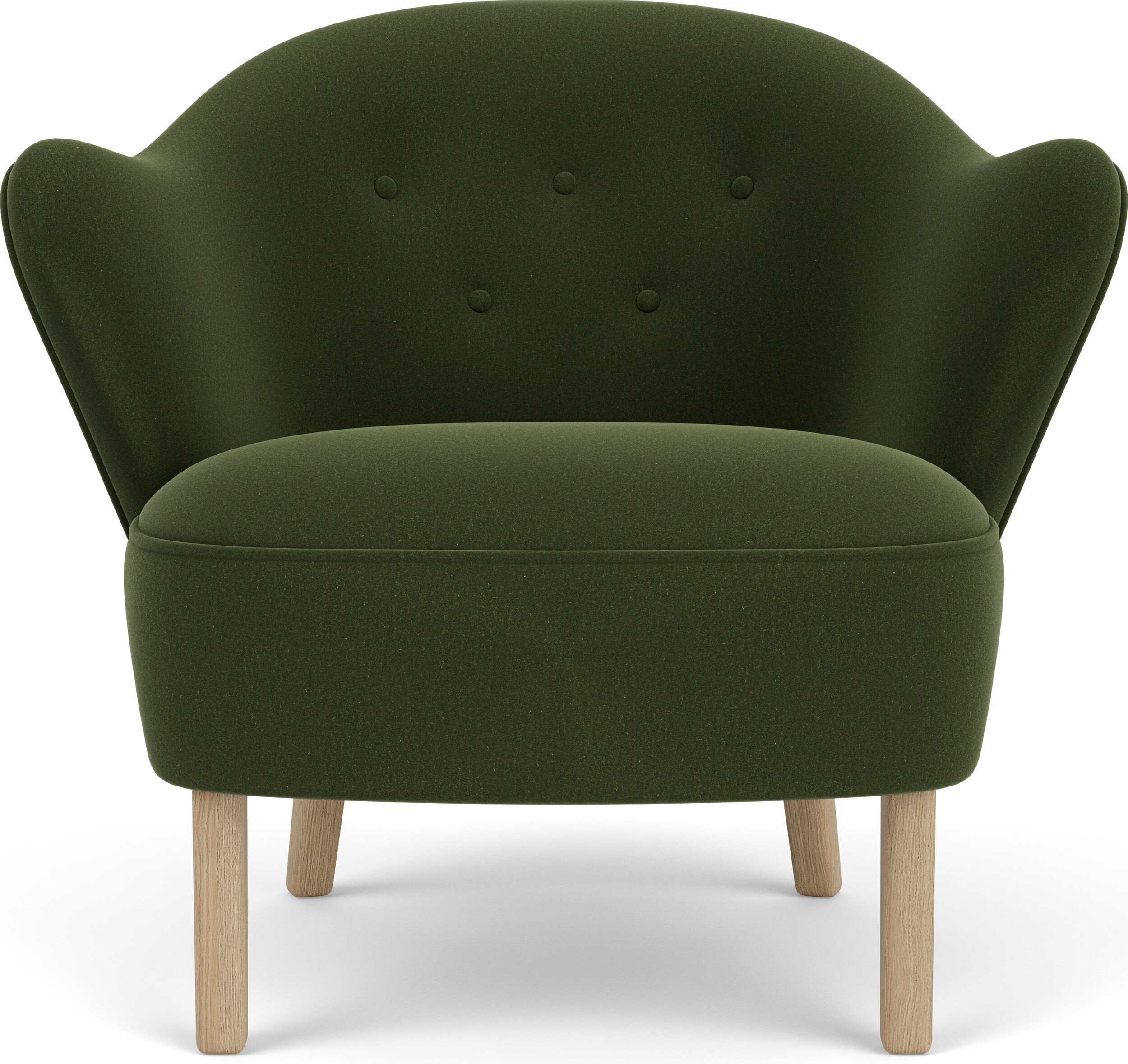 Fotel Ingeborg Grand Mohair butelkowa zieleń na dębowych nogach