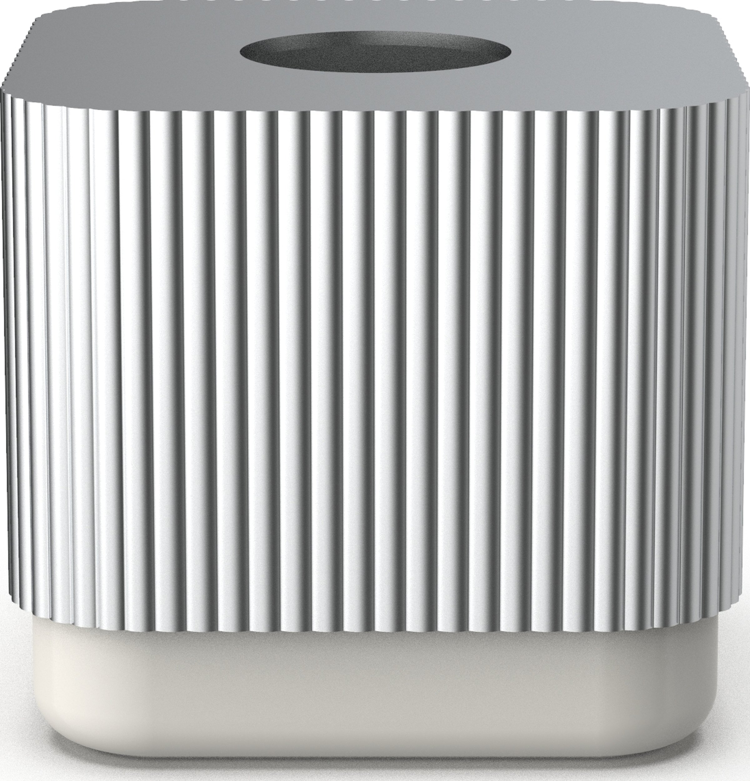 Pojemnik na chusteczki Of Line kremowy ze srebrną pokrywką