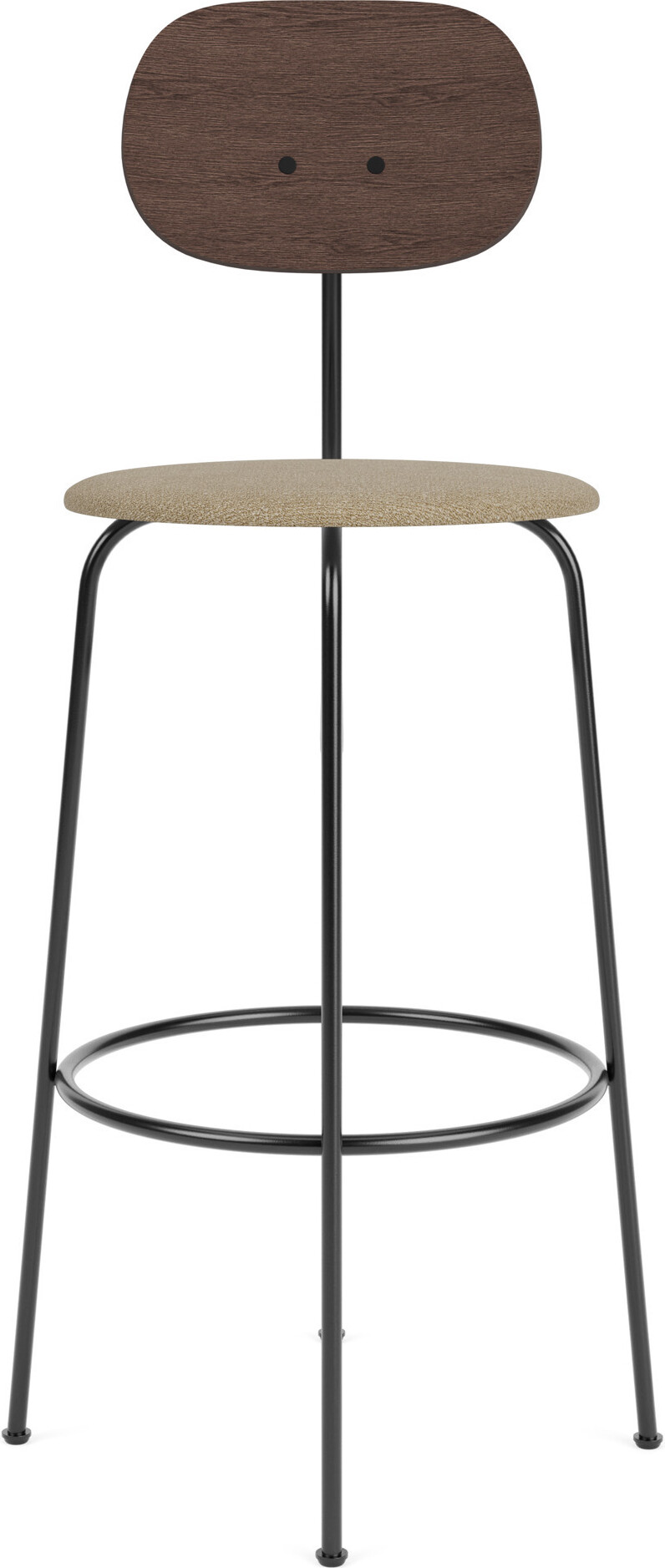 Krzesło barowe Afteroom Plus Bouclé 107,5 cm beżowe oparcie ciemny dąb z tapicerowanym siedziskiem